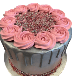 Roze Bloemen Drip Cake